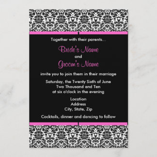 Black & White Damask Wedding Invitation
