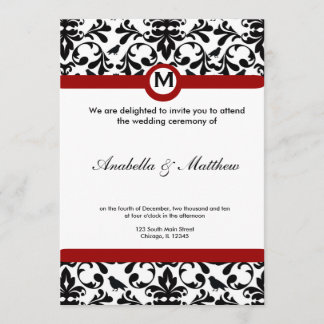 Black & White Damask Wedding Invitation