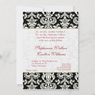 Black/White Damask Wedding Invitation