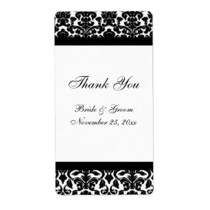 Black White Damask Wedding Labels