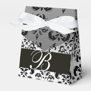 BLACK WHITE DAMASK WEDDING MONOGRAM Elegant Favour Box