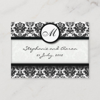 Black & White Damask Wedding Website Business Card