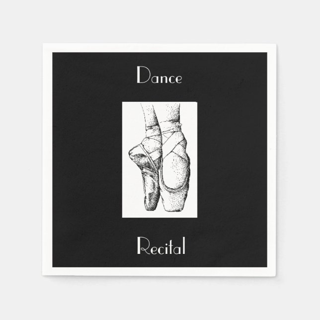 Black & White Dance Recital Paper Napkins (Front)