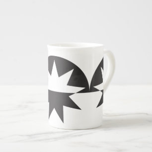 Black White Deco Star Sunburst Bone China Mug