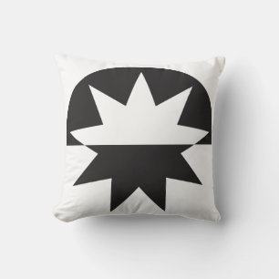 Black White Deco Star Sunburst Cushion