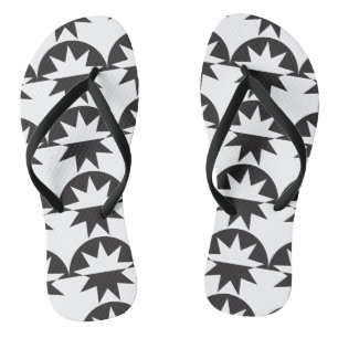 Black White Deco Star Sunburst Jandals