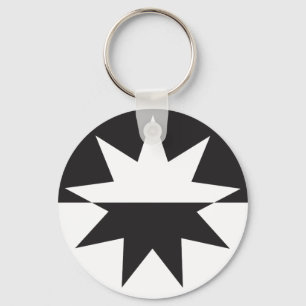 Black White Deco Star Sunburst Key Ring