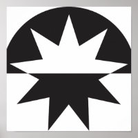 Black White Deco Star Sunburst