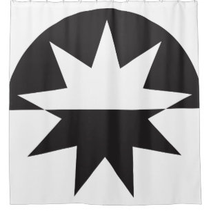 Black White Deco Star Sunburst Shower Curtain