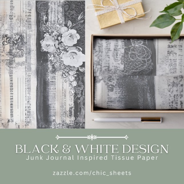 Black & White Design Junk Journal Inspired Tissue Paper (Creator Uploaded)