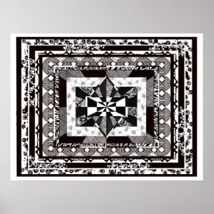 black white detailed HUGE Colossal Room Art Poster