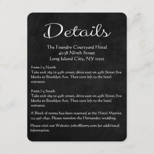 Black & White Details Directions Chalkboard Hearts Enclosure Card