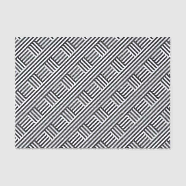 Black & White Diagonal Boxed Stripes Tissue Paper (Front)