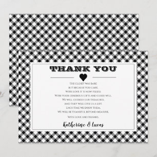 Black White Diagonal Buffalo Checks Thank You Card