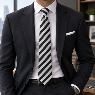 Black & White Diagonal Classic Modern Tie
