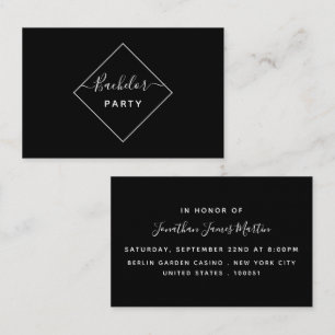 Black & White Diamond Bachelor Party Invitation