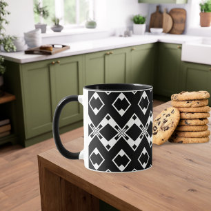 Black & White Diamond Butterfly Pattern Mug