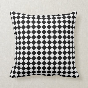 Black White Diamond Check pattern Cushion