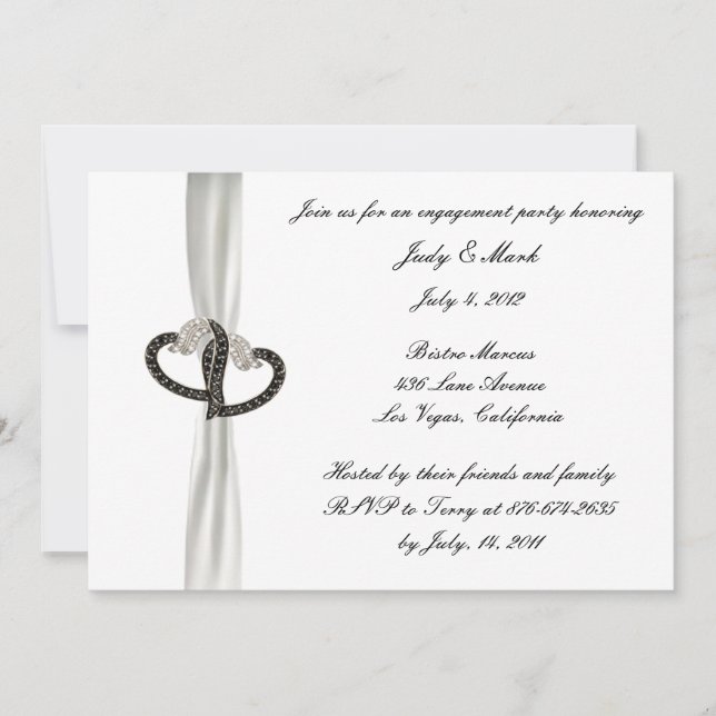 Black & White Diamond Engagement Party Invitation (Front)