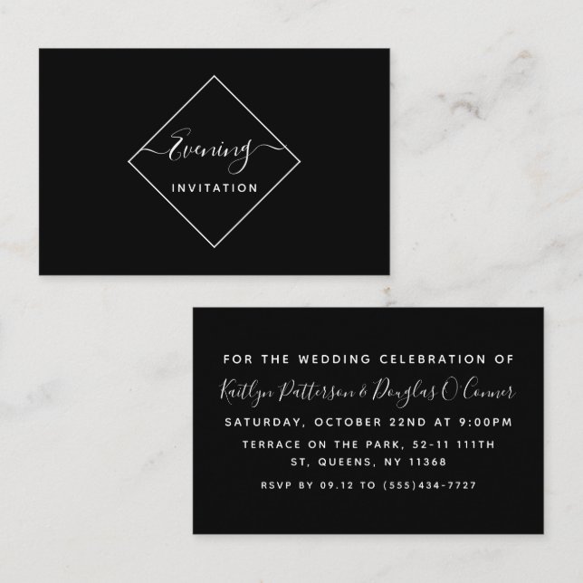 Black & White Diamond Evening Event Ticket Invite (Front/Back)
