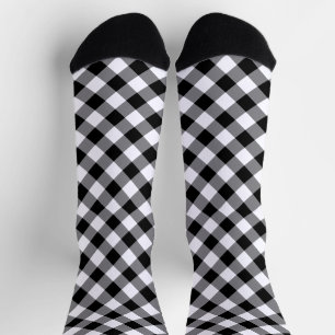 Black White Diamond Gingham Pattern Socks