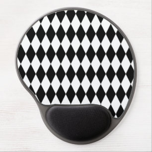Black & White Diamond Harlequin Pattern Gel Mouse Pad