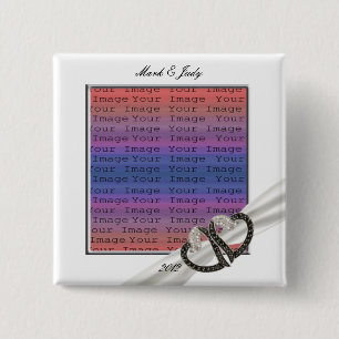Black & White Diamond Hearts Button