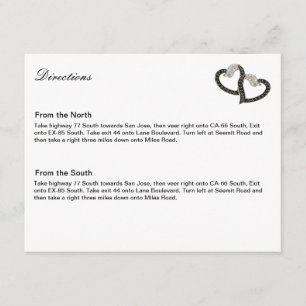 Black & White Diamond Hearts Direction Card