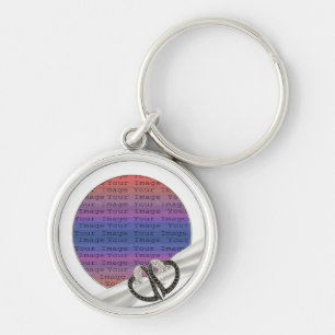 Black & White Diamond Hearts Key Chain