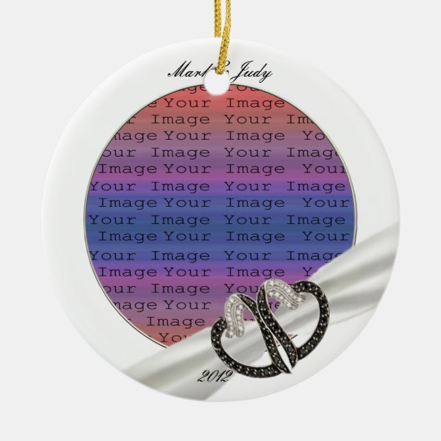 Black & White Diamond Hearts Ornament (Front)