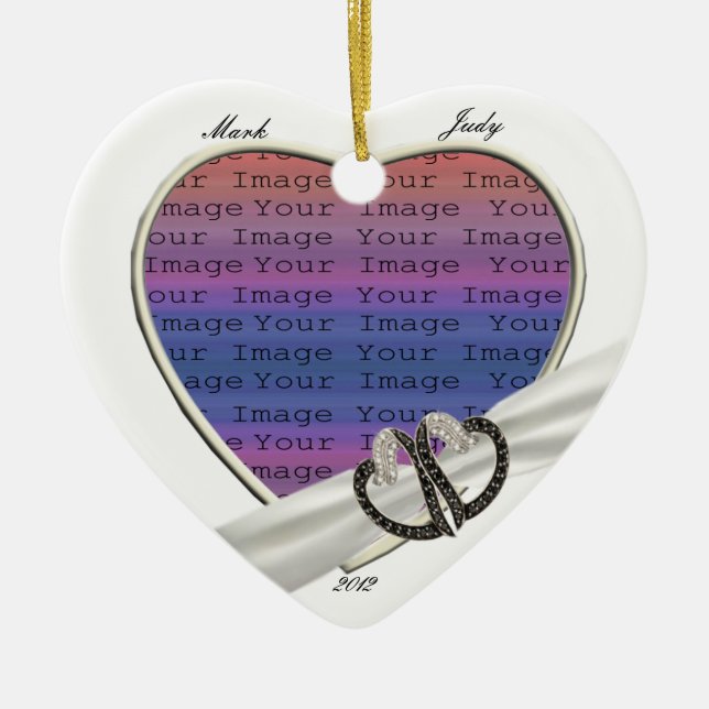 Black & White Diamond Hearts Ornament (Front)