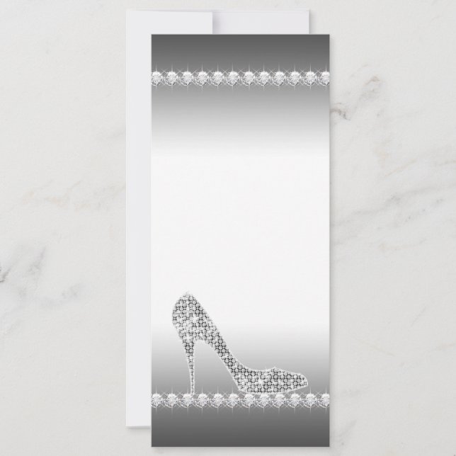 Black White Diamond High Heel Shoe Birthday Party Invitation (Front)