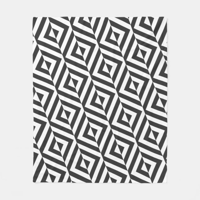 Black & White Diamond Pattern Fleece Blanket (Front)