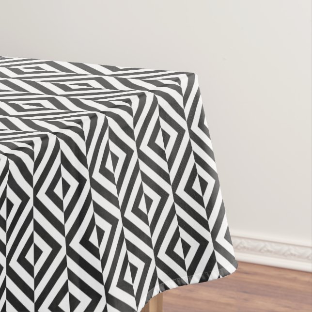 Black & White Diamond Pattern Tablecloth (In Situ)