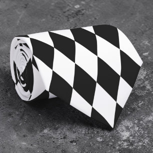 Black & White Diamond Shapes Retro Neck Tie