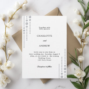 Black white diamonds luxury wedding invitation