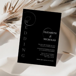 black & white digital wedding invitation template