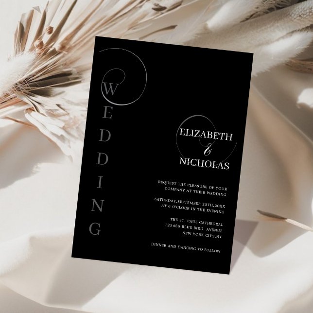 black & white digital wedding invitation template (Creator Uploaded)