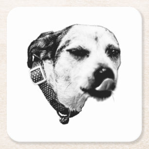 Black & White Dog Coaster – Winking Terrier