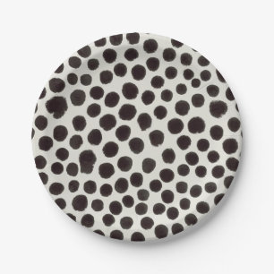 Black & White Dog Dalmatian Animal Print Dots Paper Plate