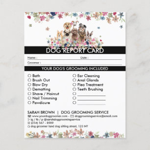 Black White Dog groomer Report Card