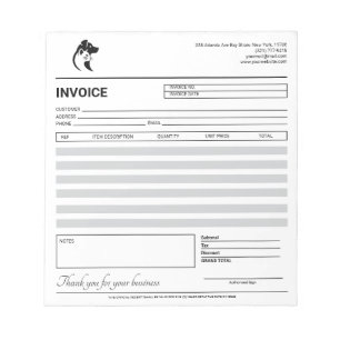 Black & White Dog Walker / Pet Sitter Invoice Notepad