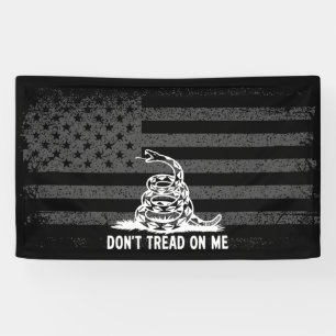 Black & White Don't Tread On Me American Flag Banner