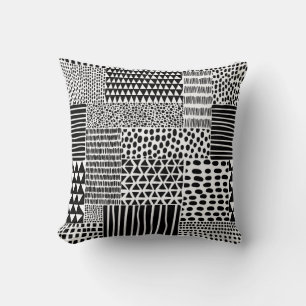 Black White Doodle: Ethnic Seamless Cushion