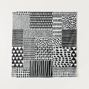 Black White Doodle: Ethnic Seamless Tapestry