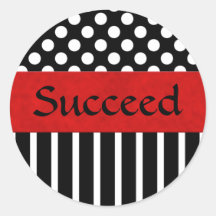 Black & White Dot & Stripe Round Stickers