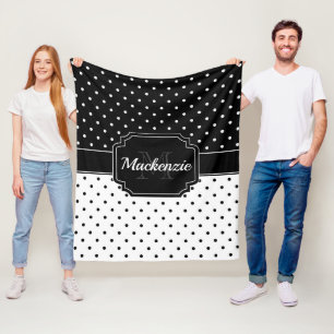 Black & White Dots Fleece Blanket