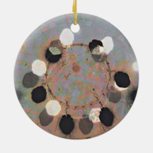 Black white dots grunge style unity digital art ceramic tree decoration