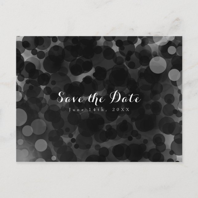 Black & White Dots Modern Chic Party Save the Date Announcement Postcard (Front)