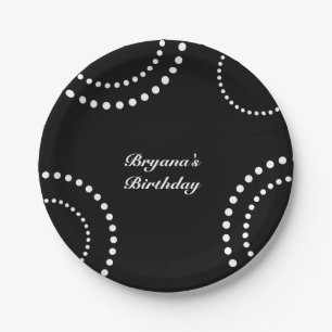 Black & White Dotted Circles Modern Party Paper Plate
